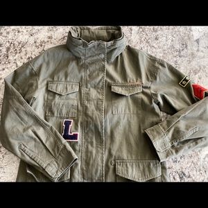 BDG green jacket with patches